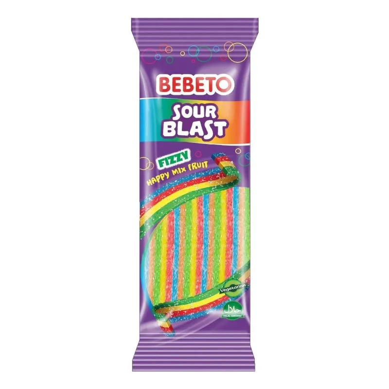 Bebeto Sour Blast Rainbow Belts 160g - Case of 24