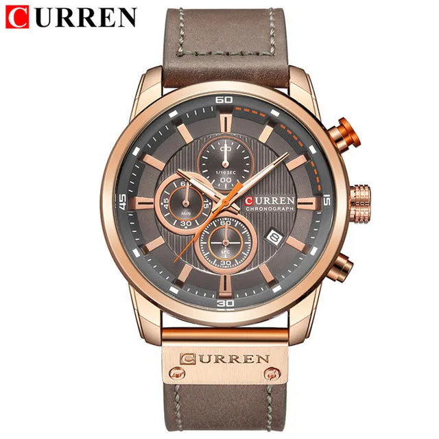 CURREN Fashion Leather Strap Quartz Men Watches