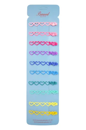 Dancing Days Little Heart Pastel Rainbow Hairpins - Set of 10