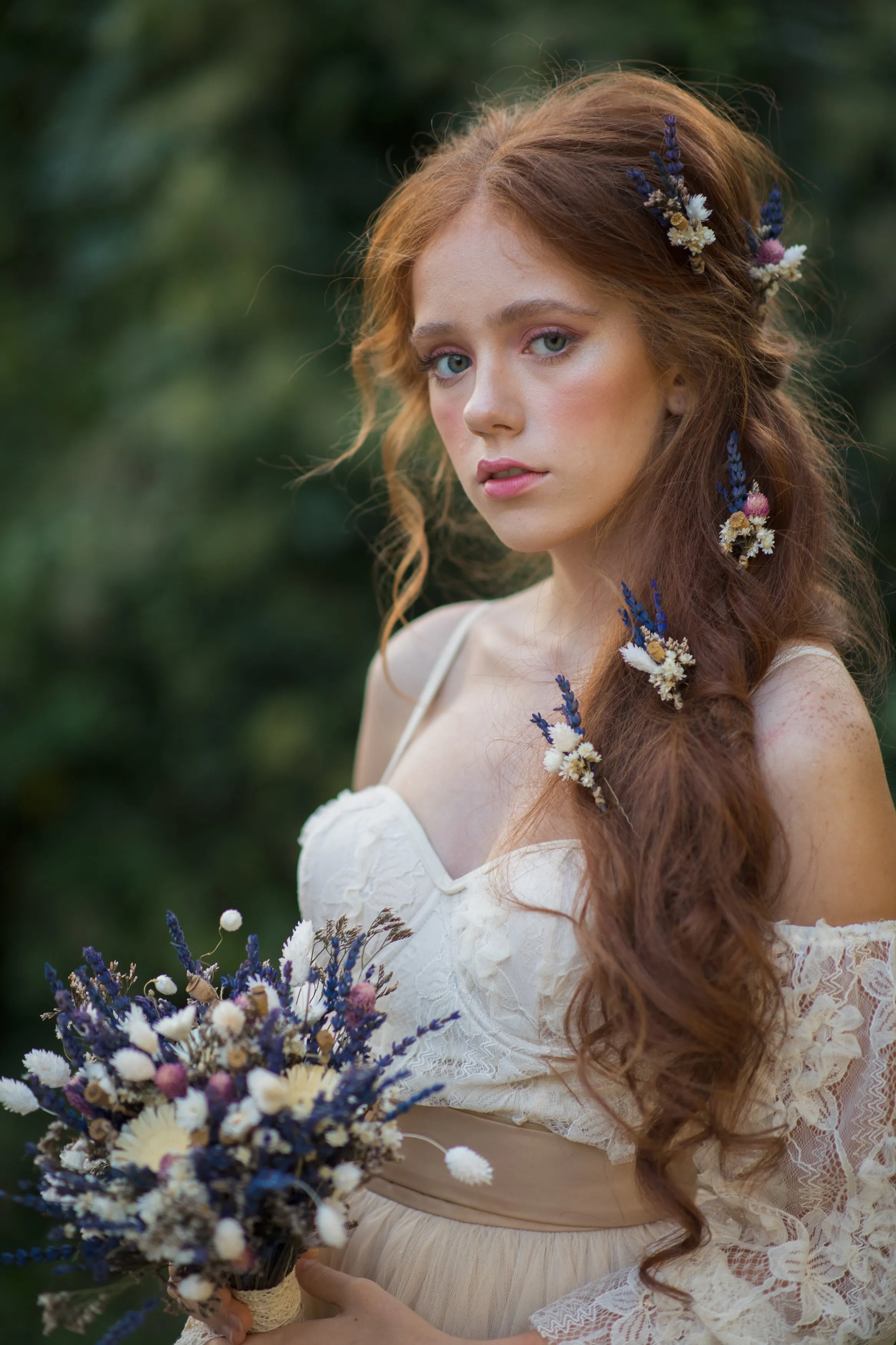 Dried lavender flower hairpins