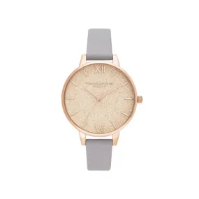 Glitter Watch - Grey Lilac & Rose Gold -  OB16GD45