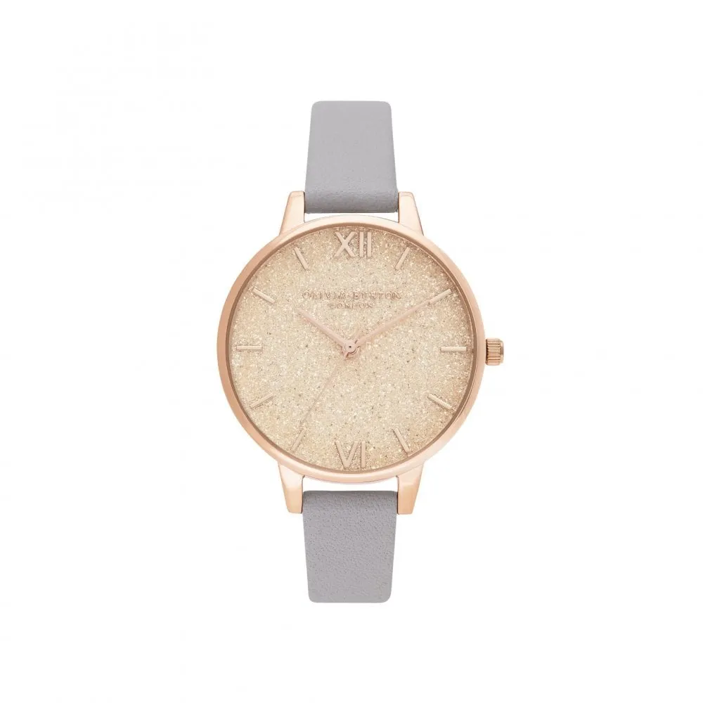Glitter Watch - Grey Lilac & Rose Gold -  OB16GD45