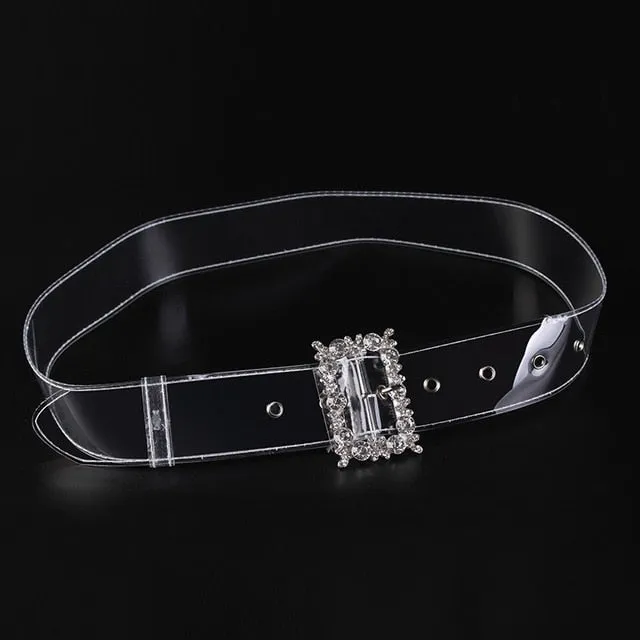 PVC wide decorated women belt transparent design