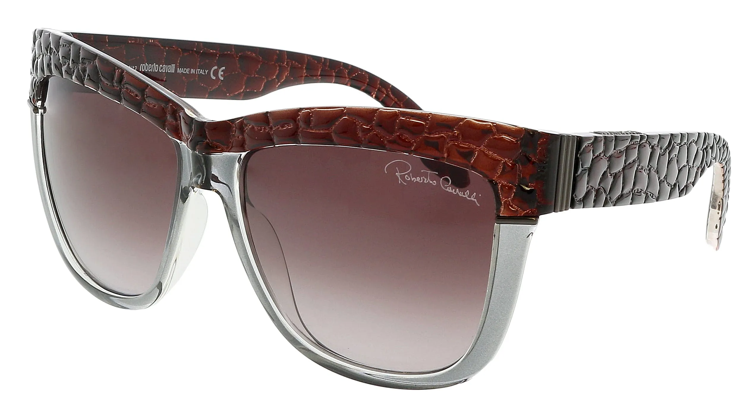 Roberto Cavalli RC 739S/S 71Z REA Brown/Grey Gradient Rectangular Sunglasses