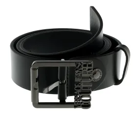 Versace Jeans Couture Black/Gunmetal Signature Classic Buckle Leather Leather Belt-
