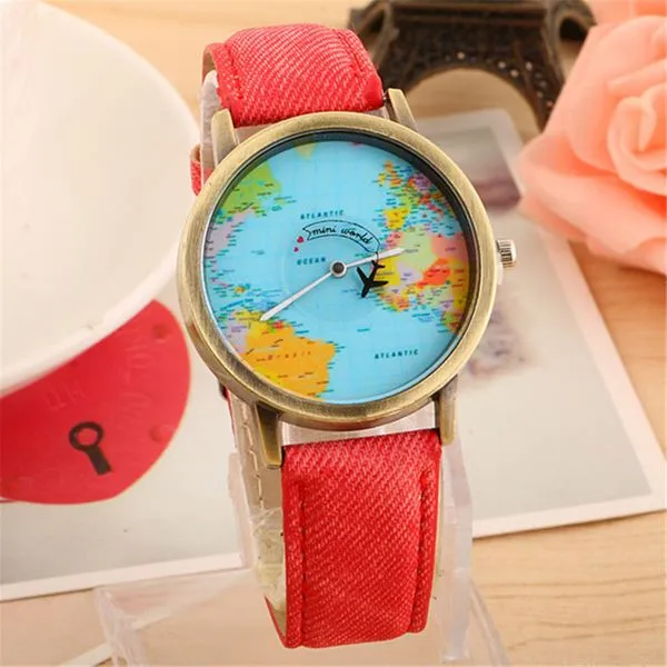 W105 Red Band Globe Collection Quartz Watch