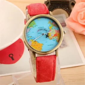 W105 Red Band Globe Collection Quartz Watch