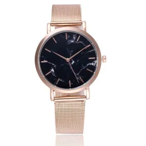 W204 Rose Gold Mesh Crackle Collection Quartz Watch