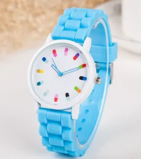 W536 Fashion Blue Colorful Silicone Collection Quartz Watch